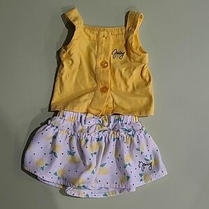 3T kids Juicy Couture 2- peice outfit lemonade skort and yellow tank top.
